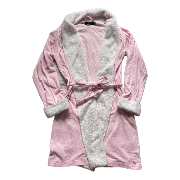 Pink fleece trimmed robe
