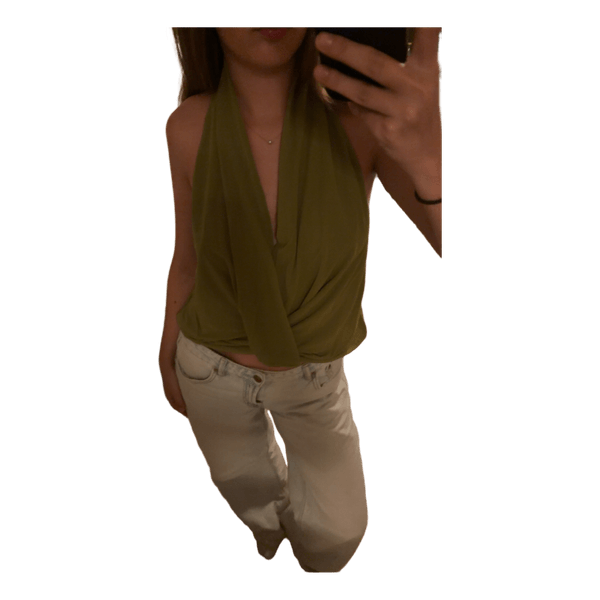 Green halterneck top