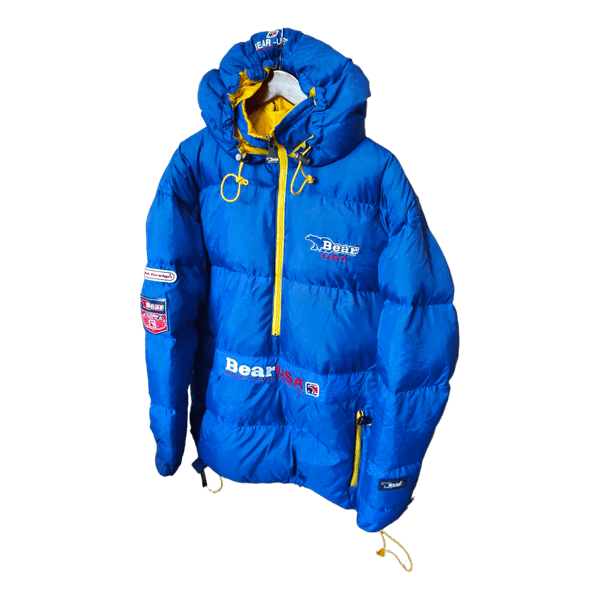 Blue puffer jacket