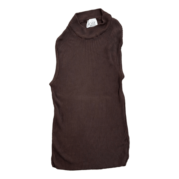 Brown ribbed sleeveless top