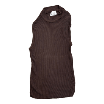 Brown ribbed sleeveless top