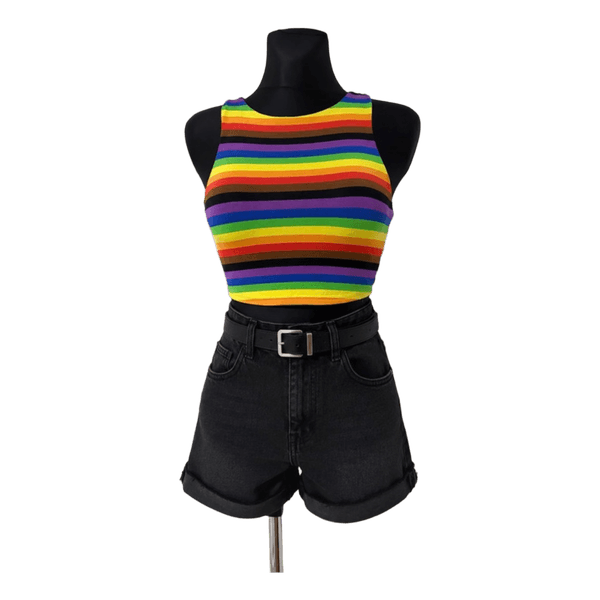 Rainbow striped crop top