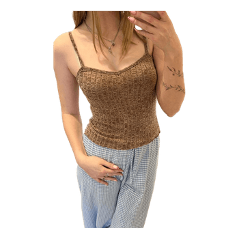 Dark red ribbed tank top