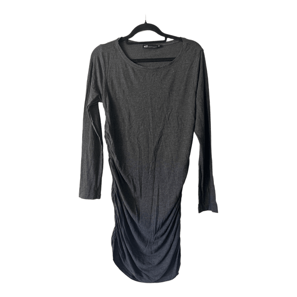 Grey ruched long sleeve dress