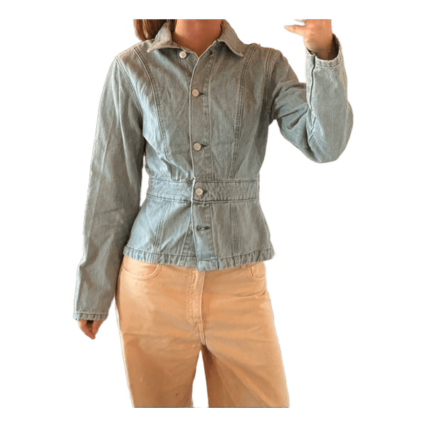 Lysegrå figursyet denimjakke