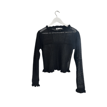Black knitted long-sleeve top