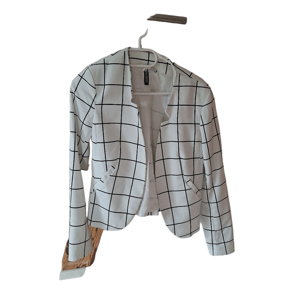 White plaid blazer