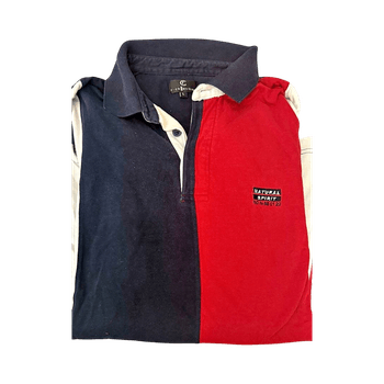 Punaisen ja tummansinisen polo-paita