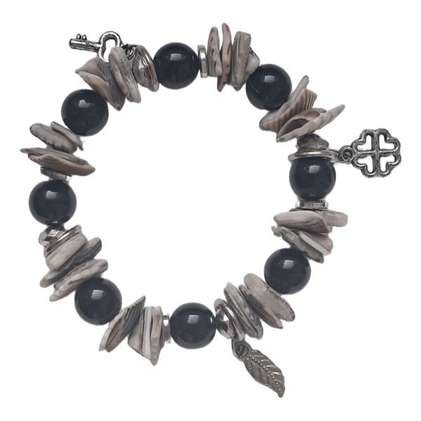 Beaded shell charm bracelet