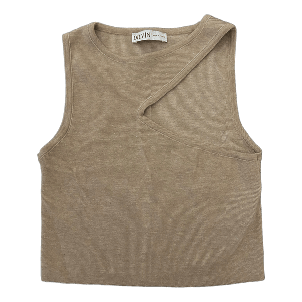 Beige ribattu toppi
