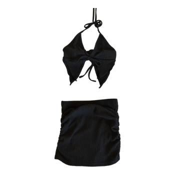 Black ribbed two-piece set