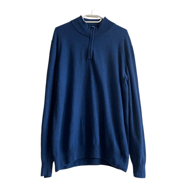 Keepman Cashmere Wool Blend Men’s Quarter Zip Sweater Navy XXL