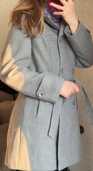 Max Mara replica DoubleBreasted Wool Blend Coat Grey size XL