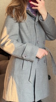 Max Mara replica DoubleBreasted Wool Blend Coat Grey size XL