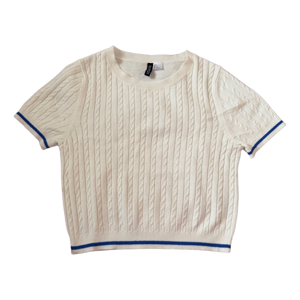 White cable knit top