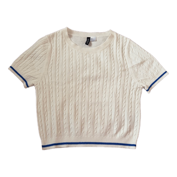 White cable knit top