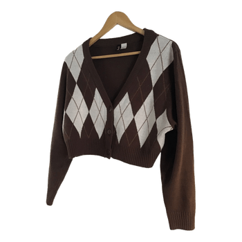 Ruskea ruudullinen neuletakki H&M