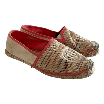 Tommy Hilfiger Women’s Espadrilles Size 38 Beige Coral Pink Canvas Summer Shoes