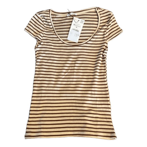 Stribet brun t-shirt
