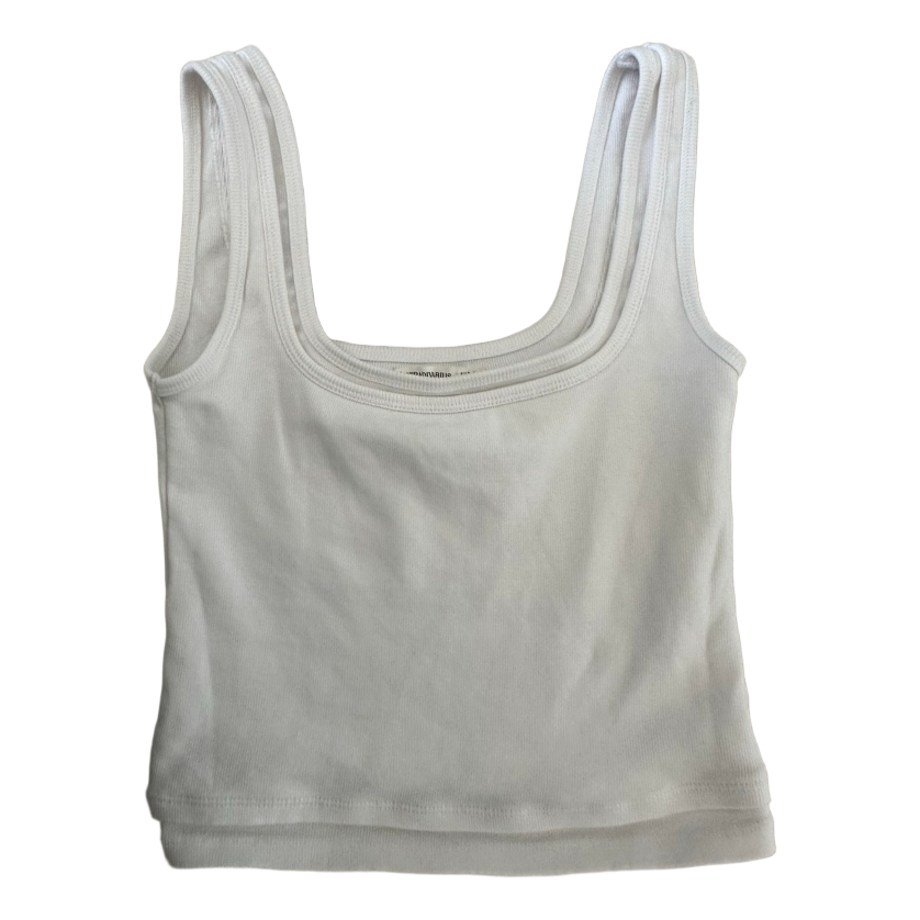 Hvid ribstrikket tank top