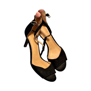 Black suede high heels