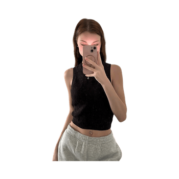 Musta/tummanruskea neule t-paita