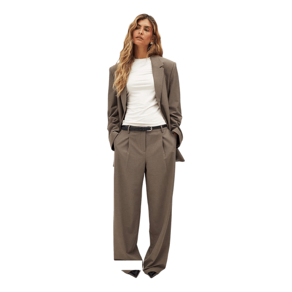 Beige wide-leg trousers