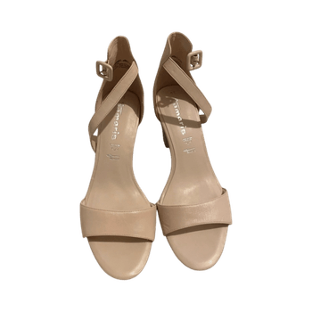 Nude block heel sandals