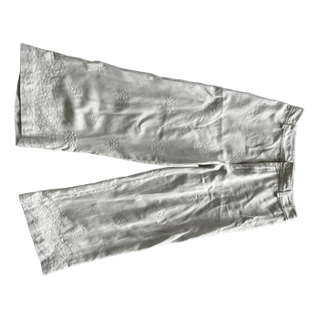 White embroidered wide trousers
