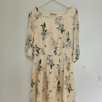Beige floral midi dress