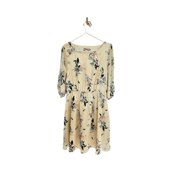 Beige floral midi dress