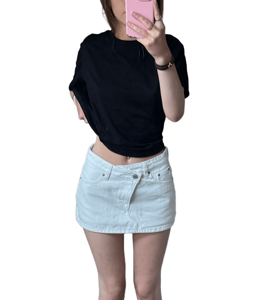 Hvid denim mininederdel