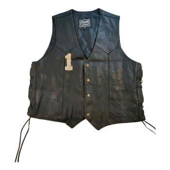 Vintage Nahkaliivi - Musta - XS/S - Distressed Biker / Grunge Gilet
