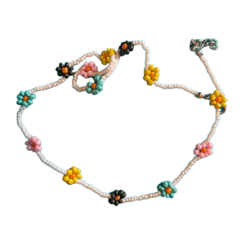 Colorful flower beaded necklace