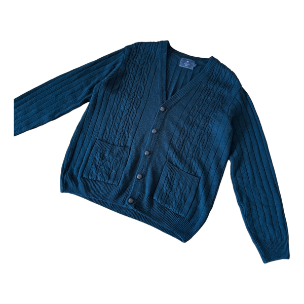 Green cable knit cardigan