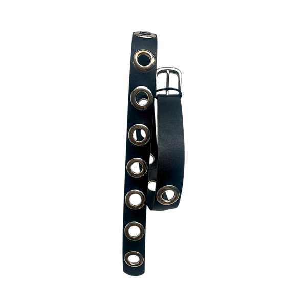Black Zign belt with silver eyelets