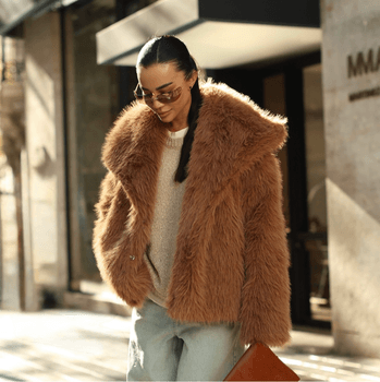 Brown faux fur jacket