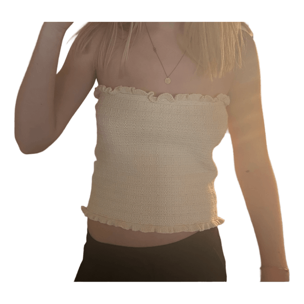 Sandfarvet strapless top