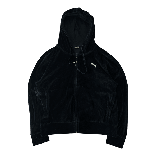 Black velour Puma zip hoodie y2k vintage