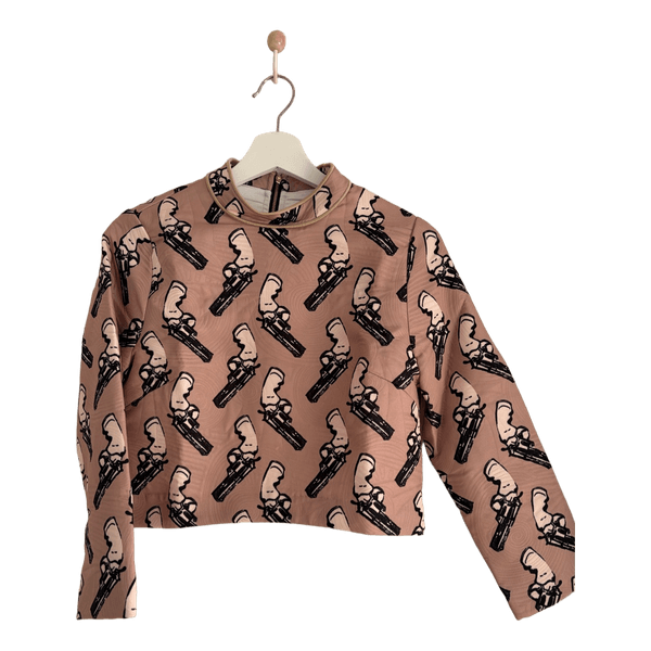 Khaki printed cropped top