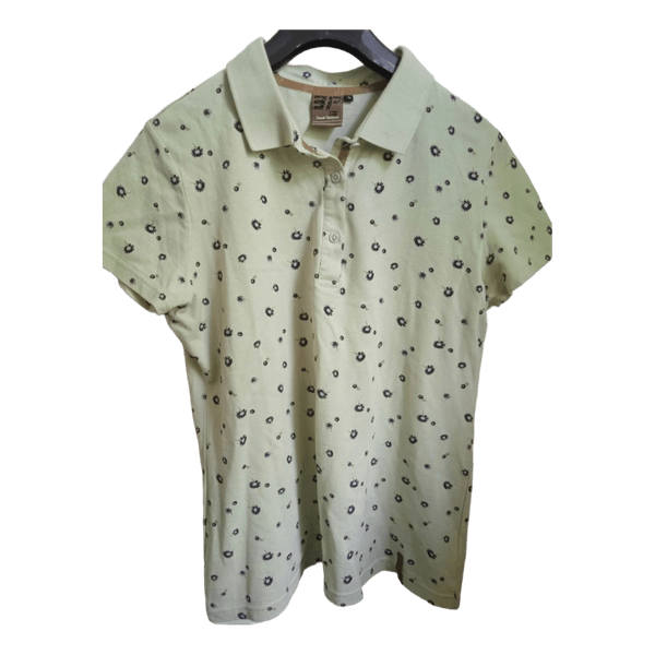 Green floral polo shirt