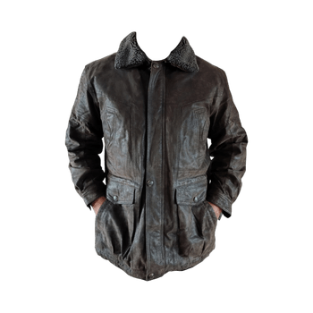 Saki Leather Jacket with Shearling Collar