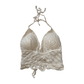 beige virkattu toppi