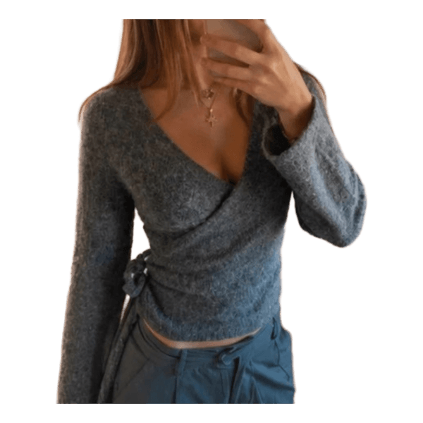 Grå slå-om cardigan