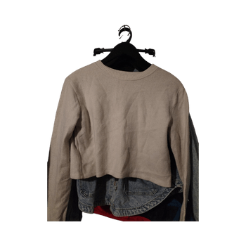 Beige ribbicollegepaita