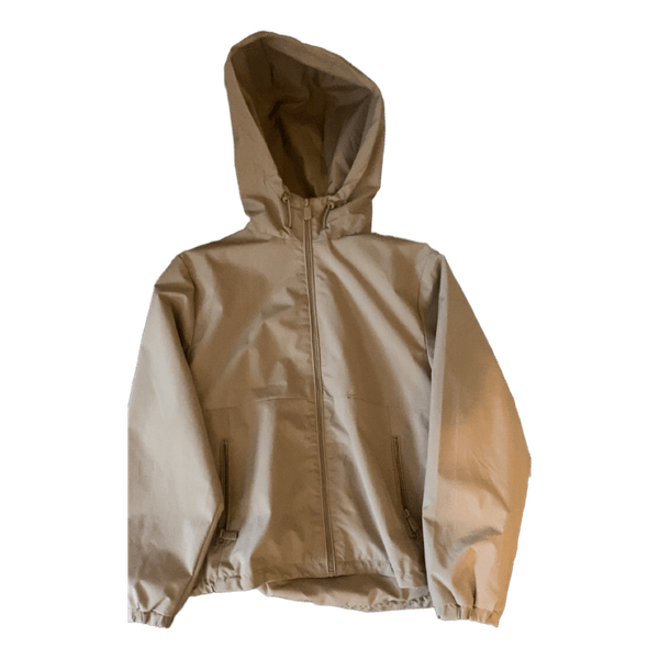 Beige tuulitakki hupulla