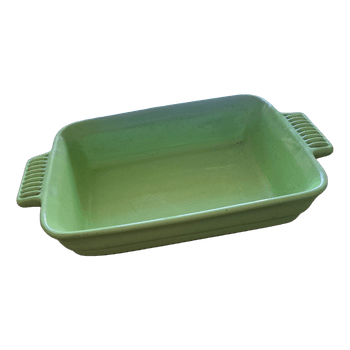 Green ceramic baking dish