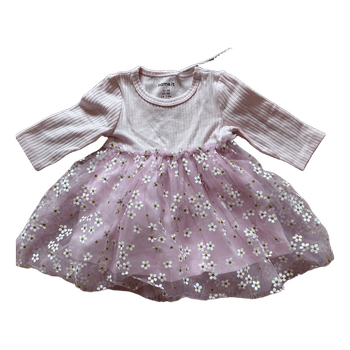 Pink floral tulle dress