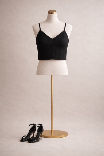 Black pvc crop top