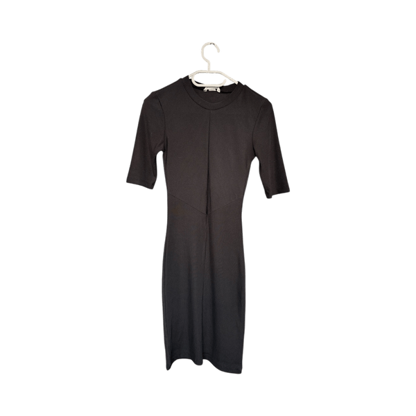 Black ribbed midi dress